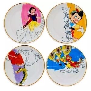 Disney Ink & Paint Ceramic Plate set of 4 new